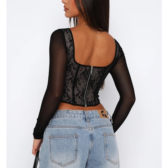 White Fox Boutique Black Lace Bodysuit - Picture 3 of 5